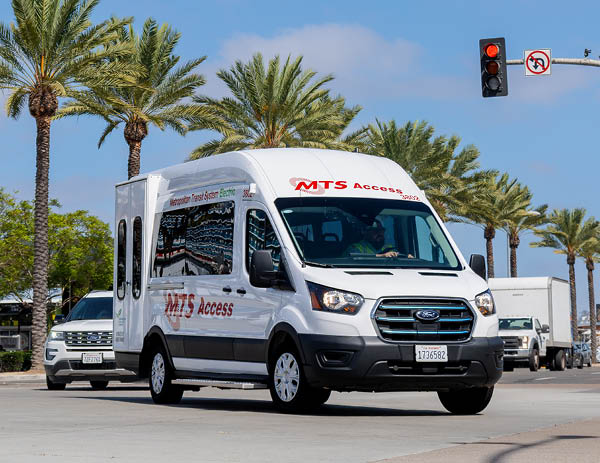 MTS Access vehicle making a turn down a street