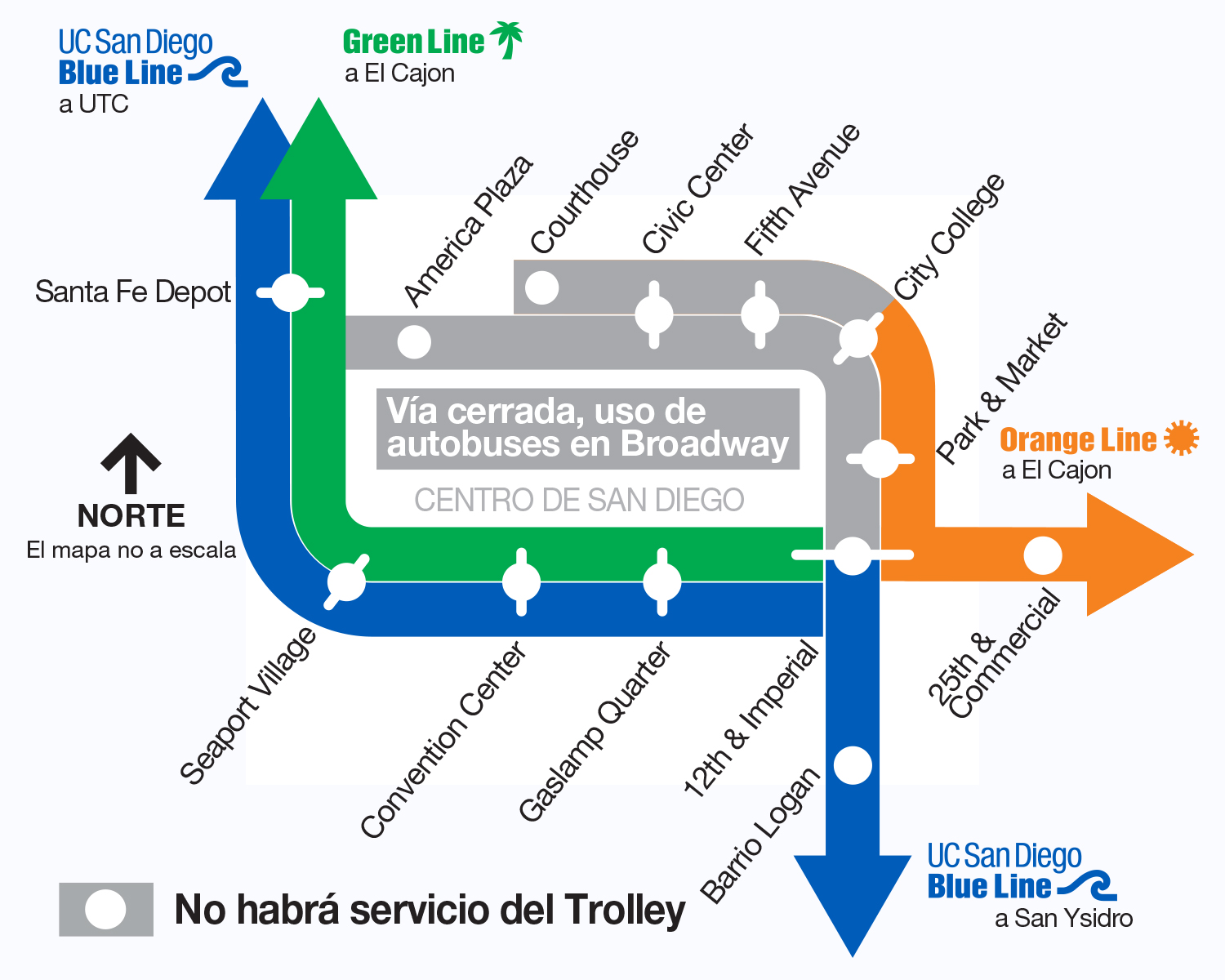 Downtown Trolley Map - Closures for the weekend of August 16-17