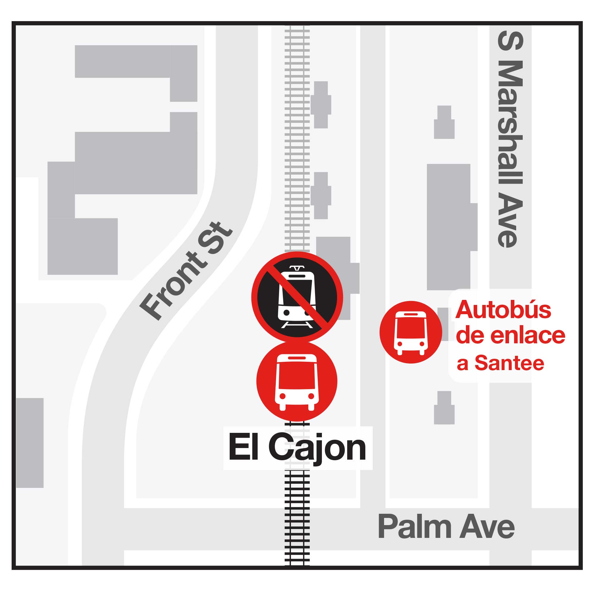 El Cajon - Mapa de paradas de autobús