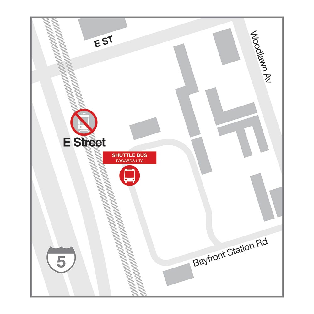 E Street Bus Stop Map