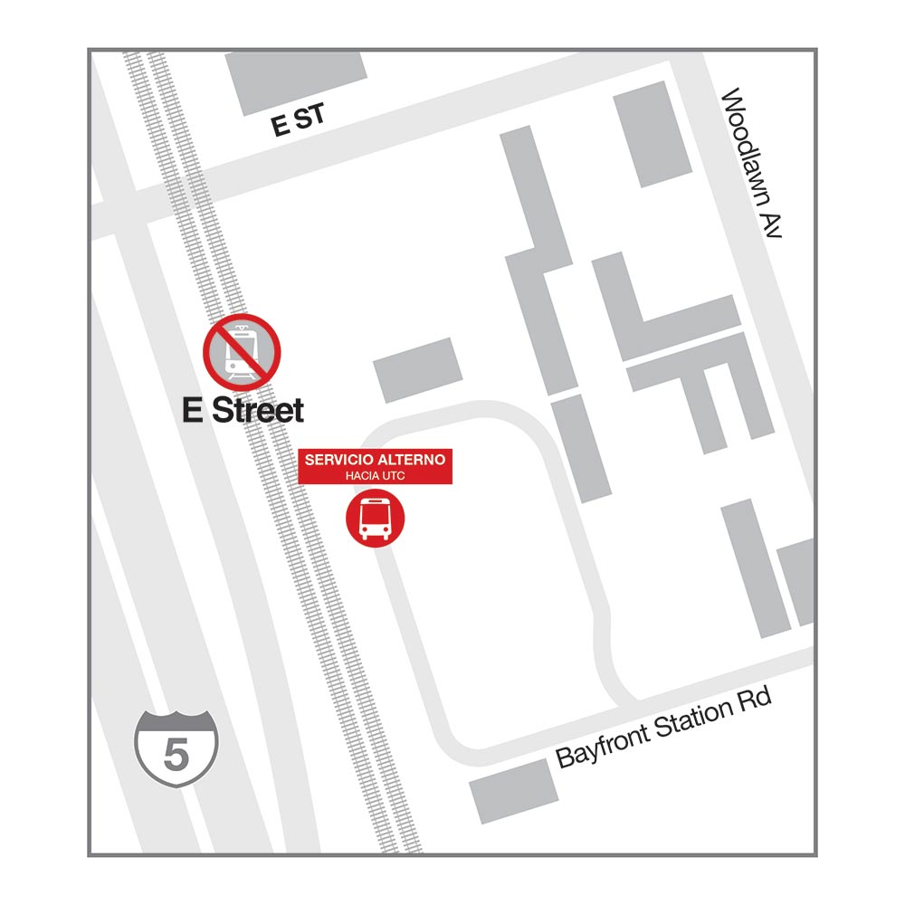 E Street - Mapa de paradas de autobús