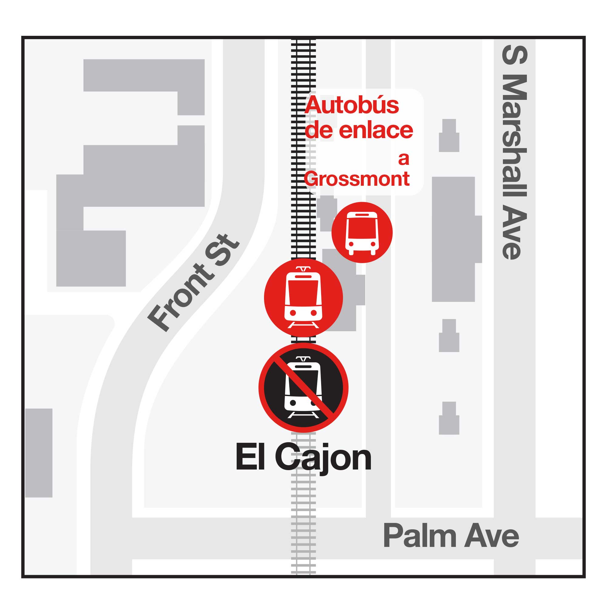 El Cajon Mapa de paradas de autobús