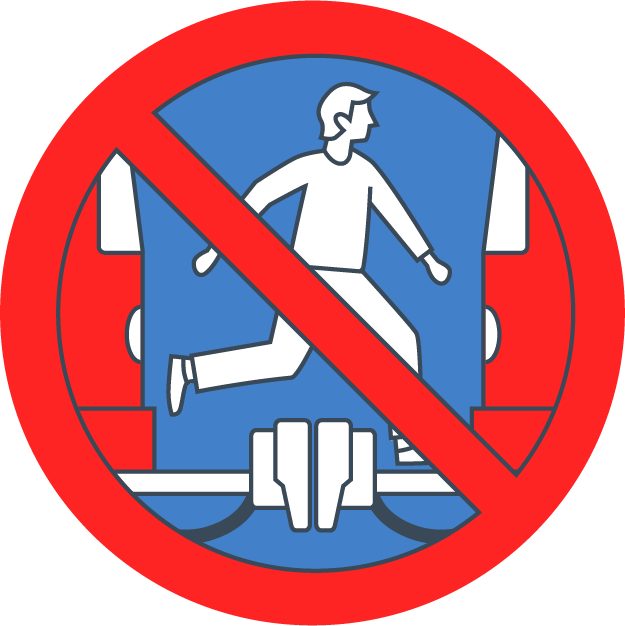 No Jumping or Climbing between Trolleys