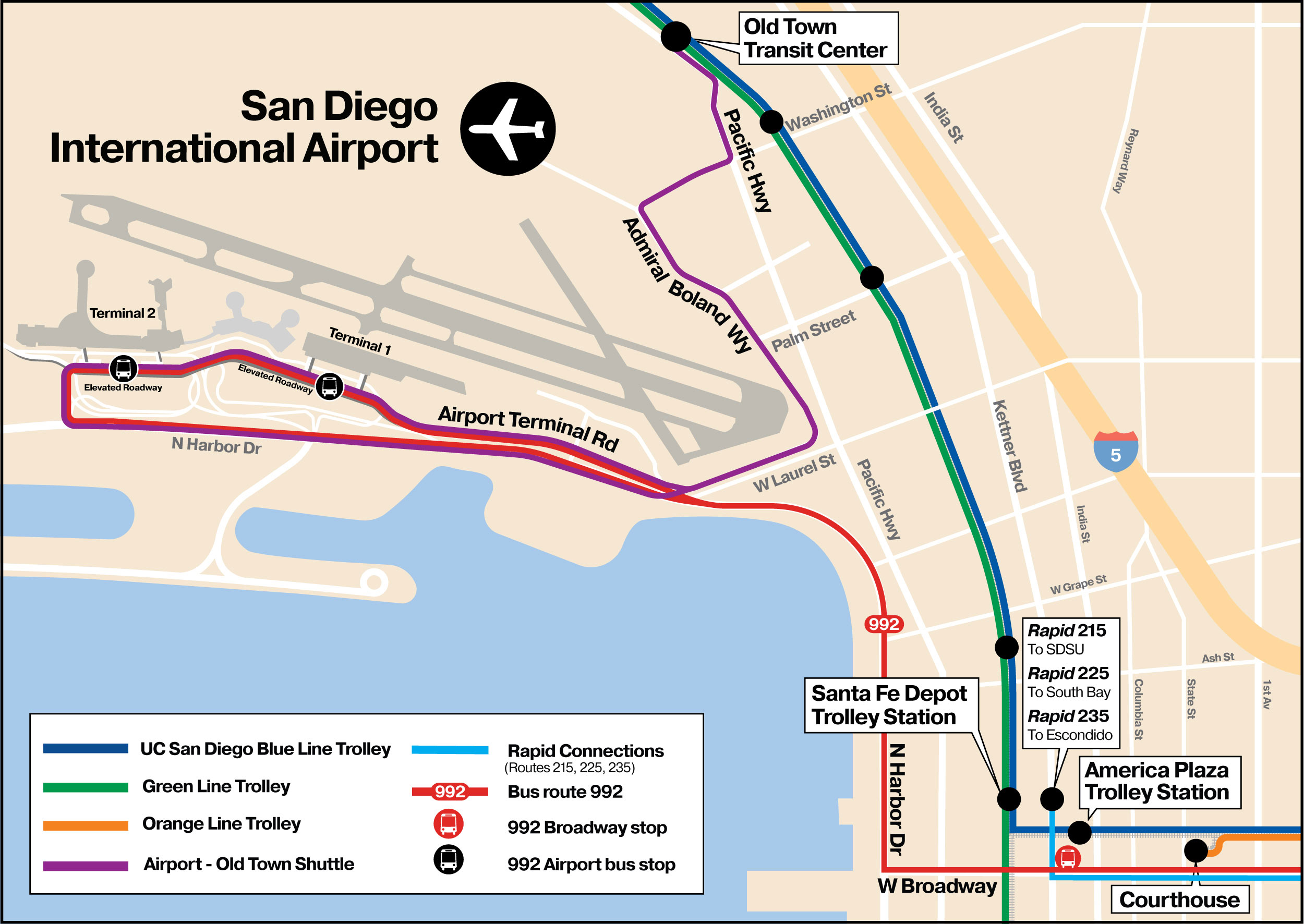 Old Town Airport Shuttle Route
