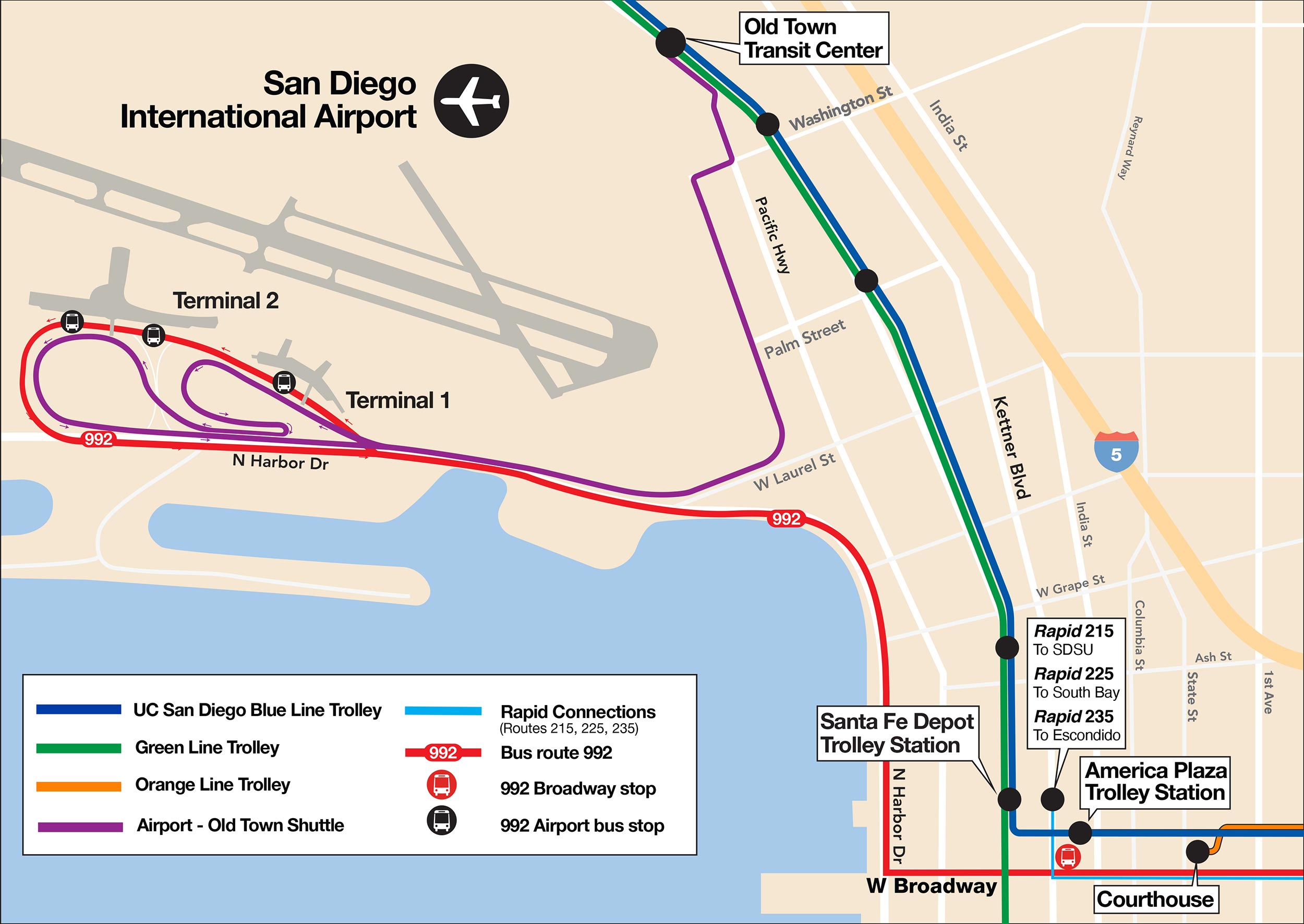 Old Town Airport Shuttle Route