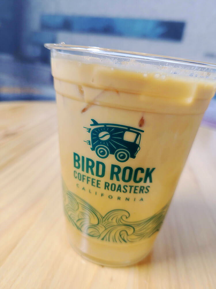 Iced Sandpiper Latte at Bird Rock Coffee in San Diego