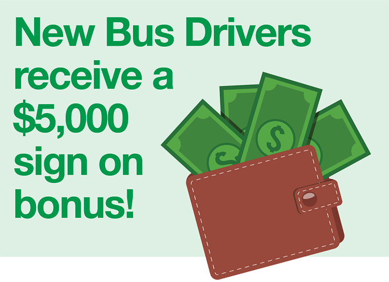 New Bus Operators receive a $5,000 sign on bonus!*