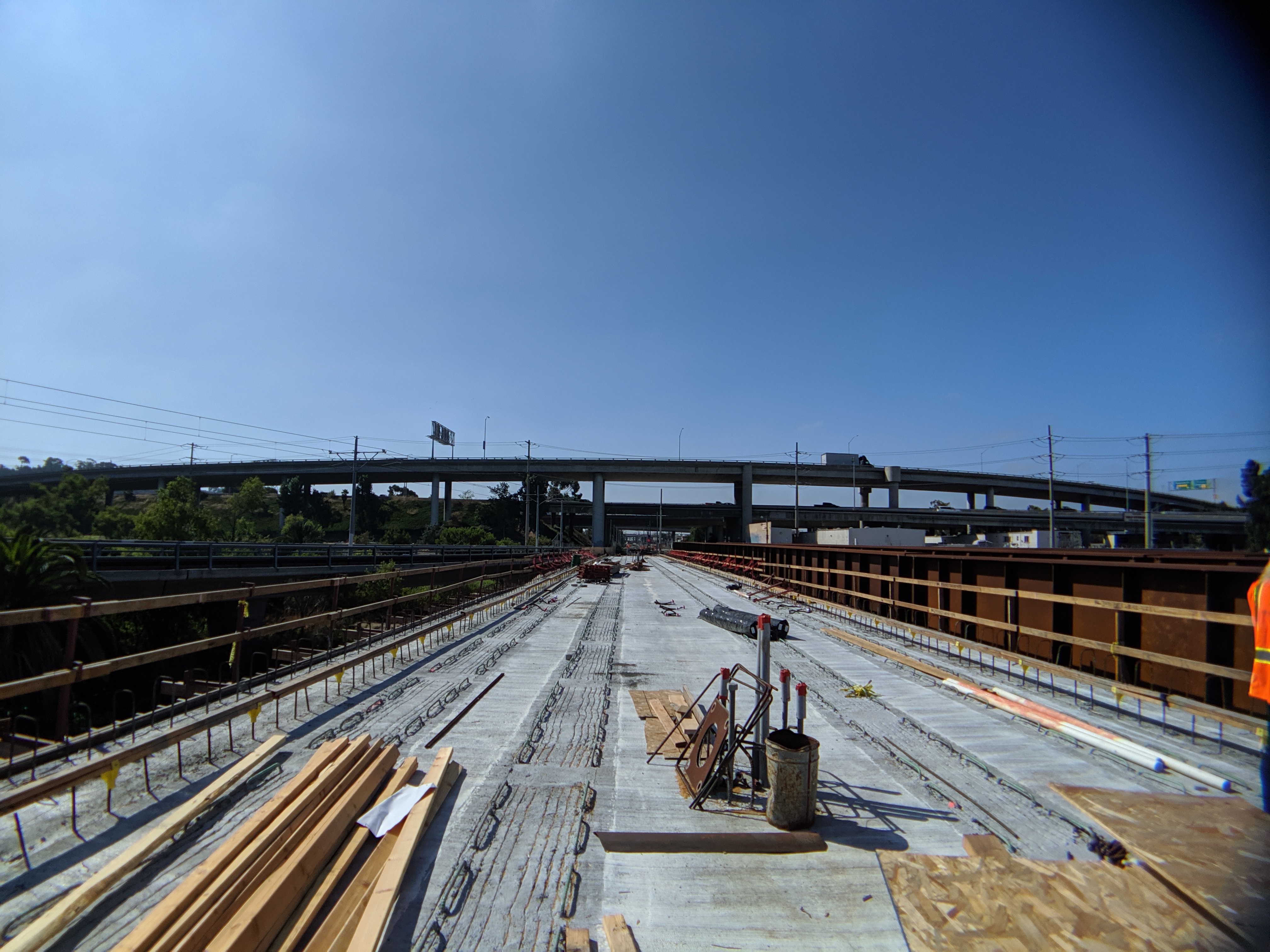 Trolley construction over the San Diego River