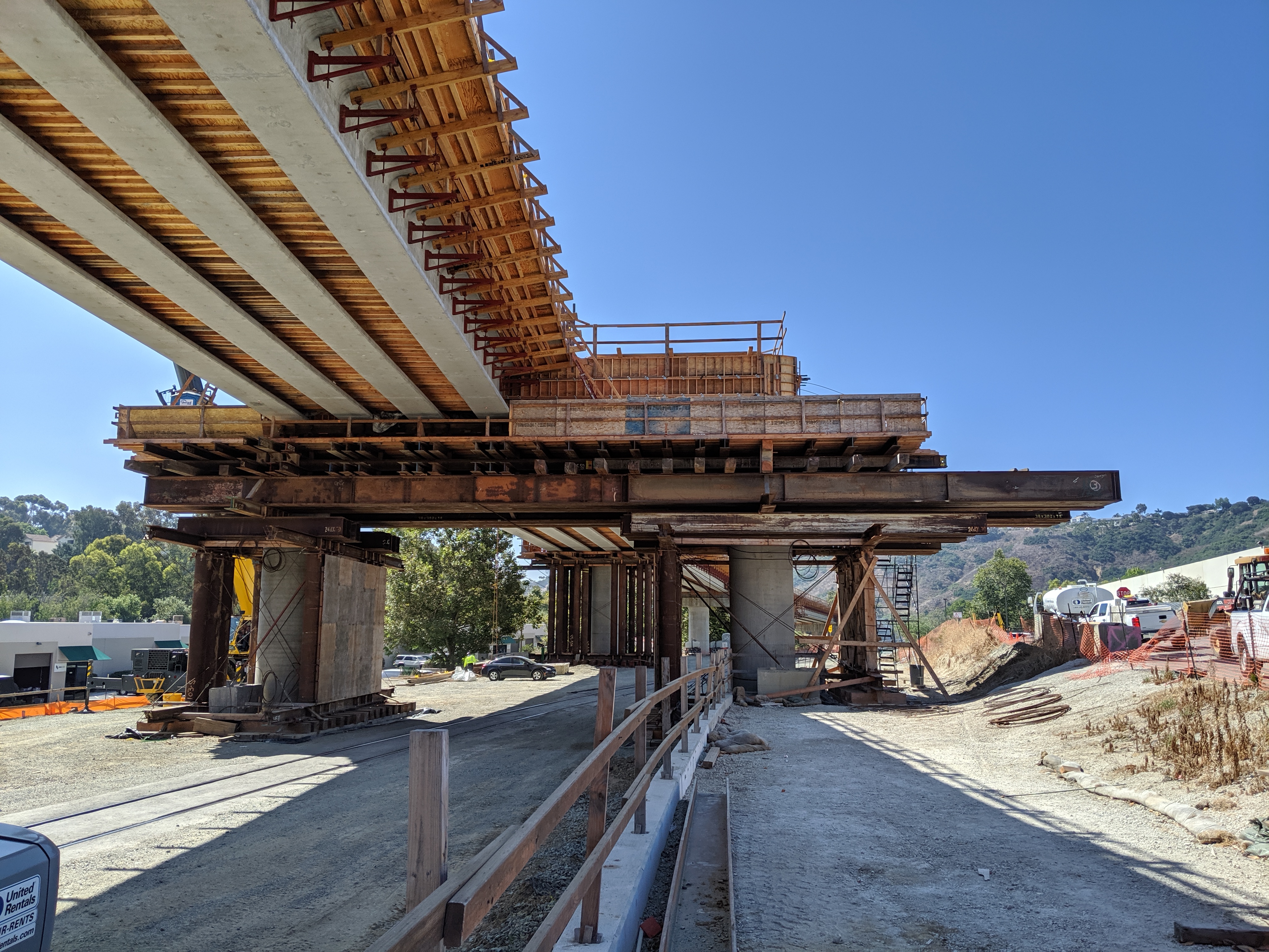 Trolley construction near the I-5 and Route 52 Intersections