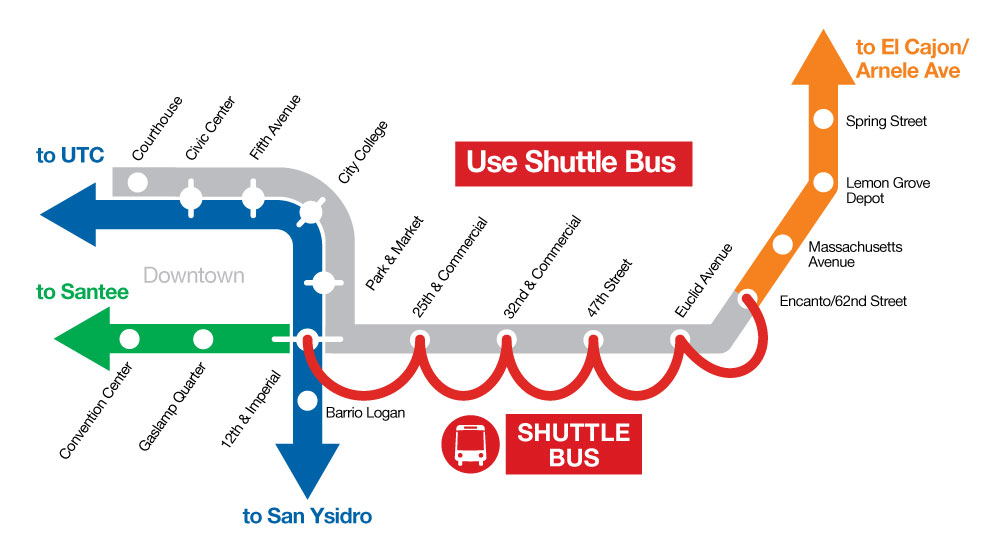 Planned Closure Map for the Orange Line