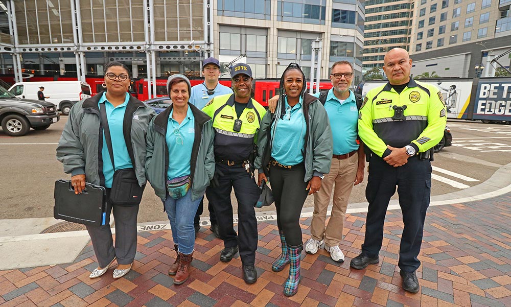 MTS Code Compliance Inspector Cynthia Rogers with the Downtown San Diego Partnership Unhoused Care Team