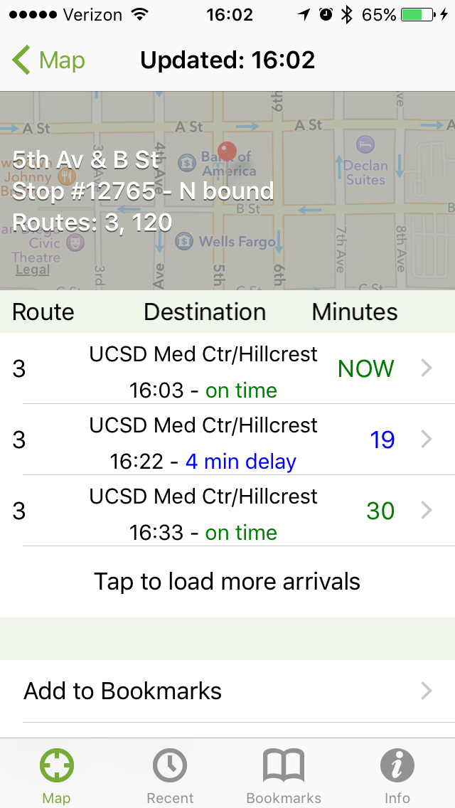 Reading the arrival times list