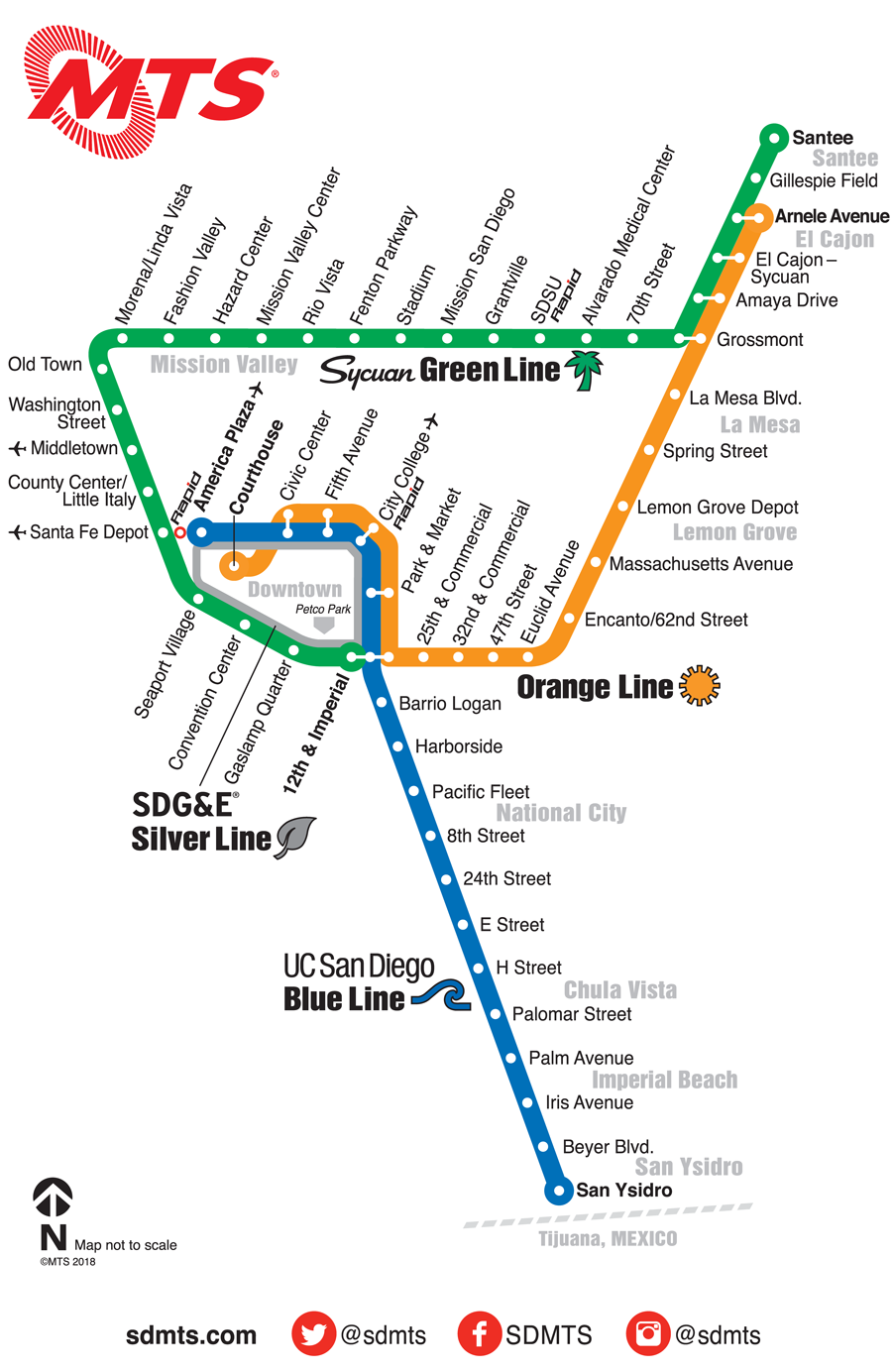 san diego transit map Trolley San Diego Metropolitan Transit System