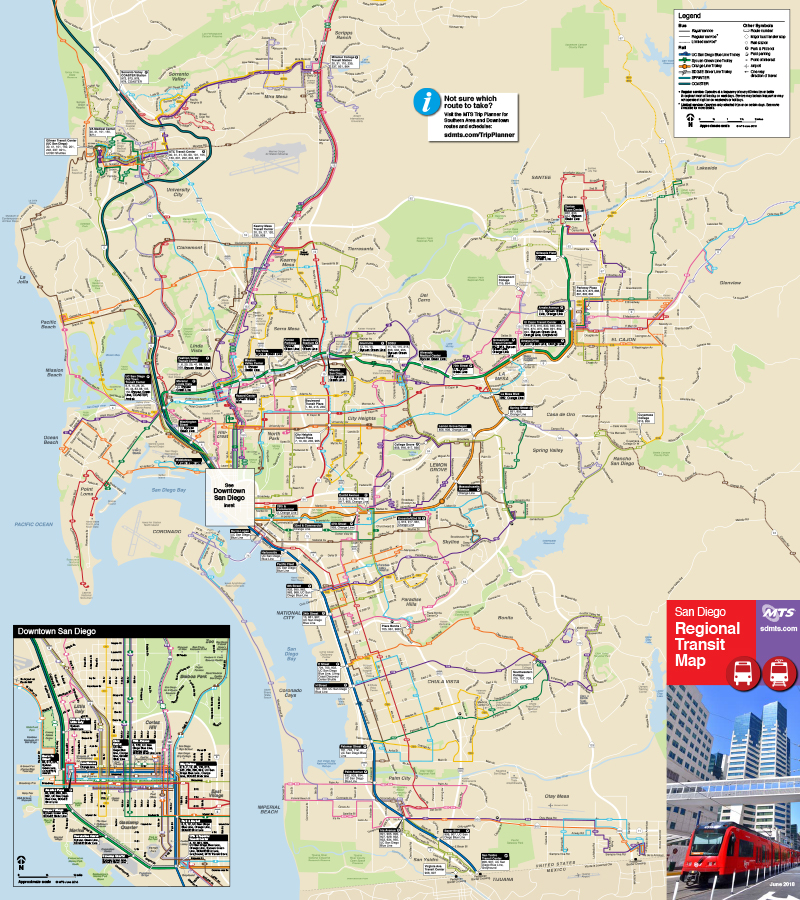 San Diego Transit Map  Color 2018