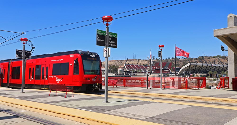 San Diego Trolley at Snapdragon Stadium