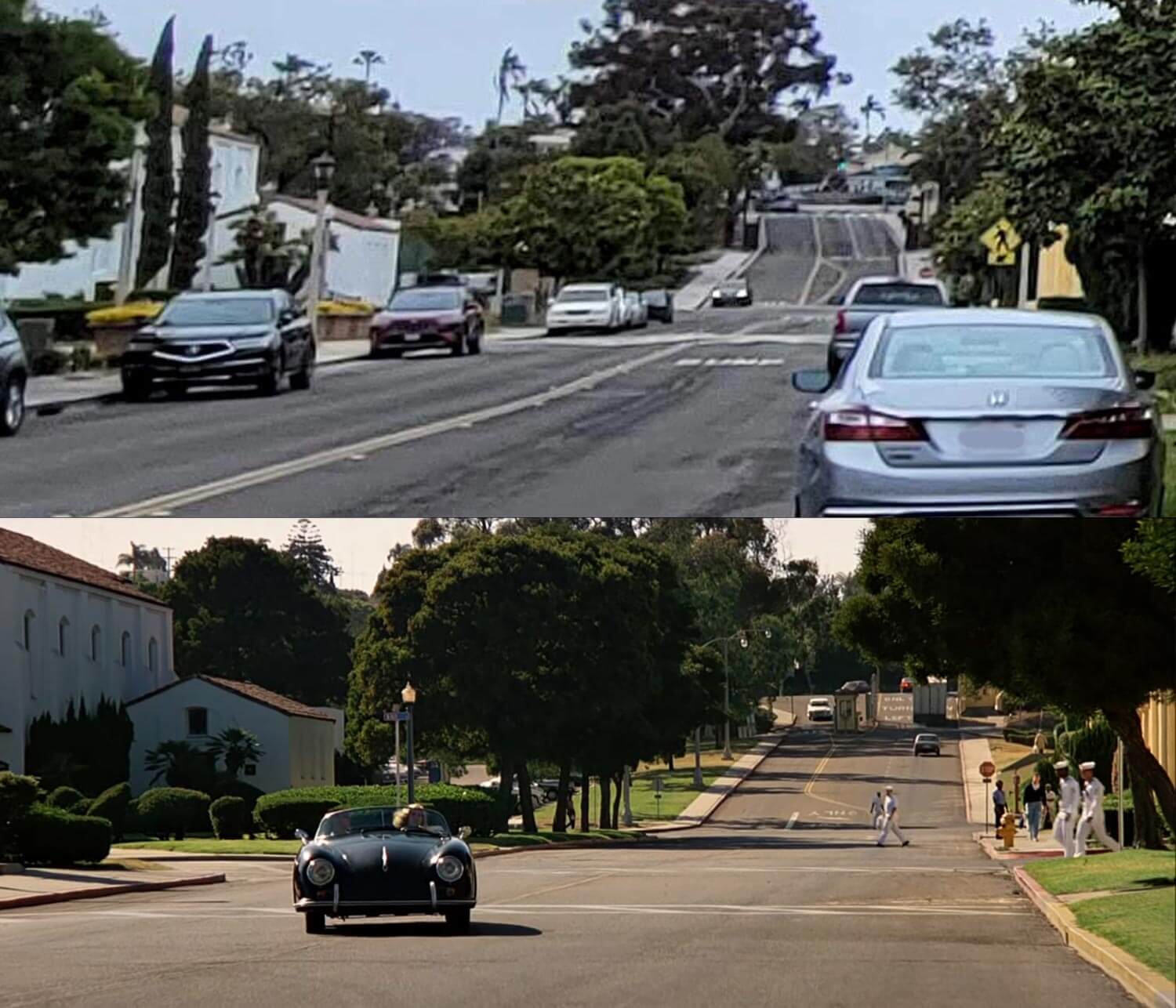 The street down Roosevelt Rd at Liberty Station - Original Top Gun Filming Location