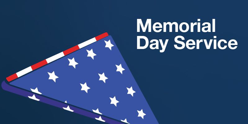 American Flag with Memorial Day Service