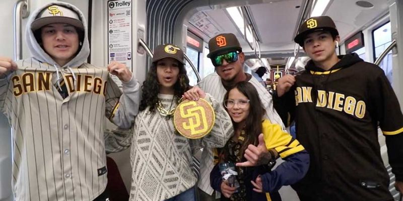 Padres fans take the Trolley to Petco Park