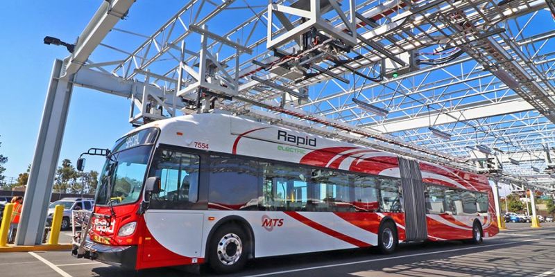 Electric Bus at the Charging Station