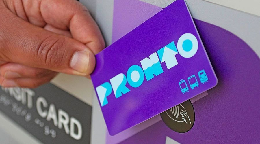 PRONTO Card being tapped on a ticket machine.