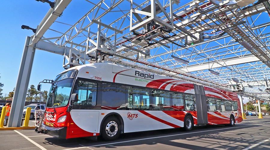 Electric Bus at the Charging Station