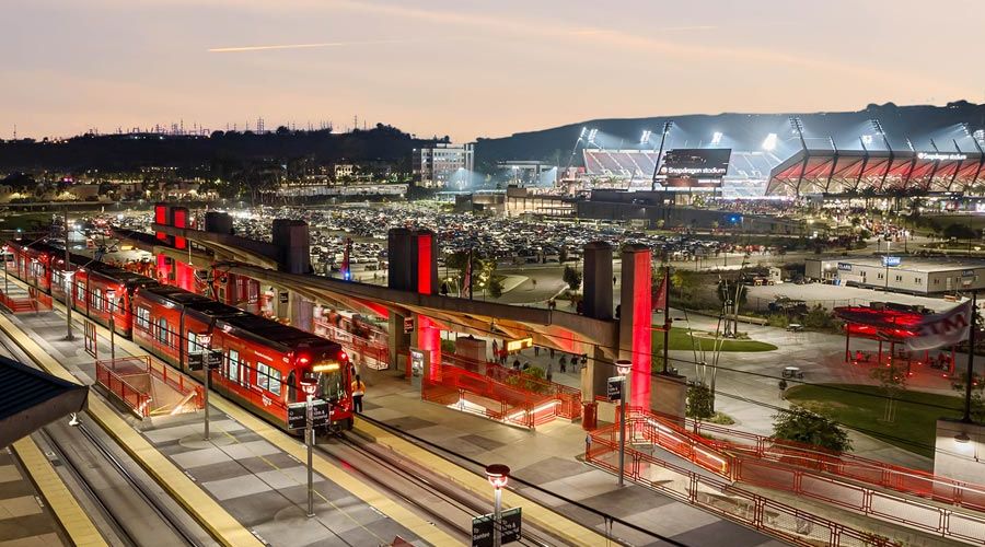 San Diego Trolley at Snapdragon Stadium