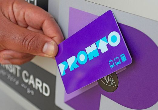 PRONTO Card being tapped on a ticket machine.
