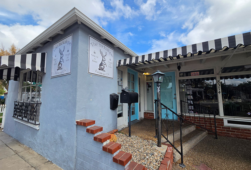 Outside of the Jacklope - which looks like a house from the outside of the shop