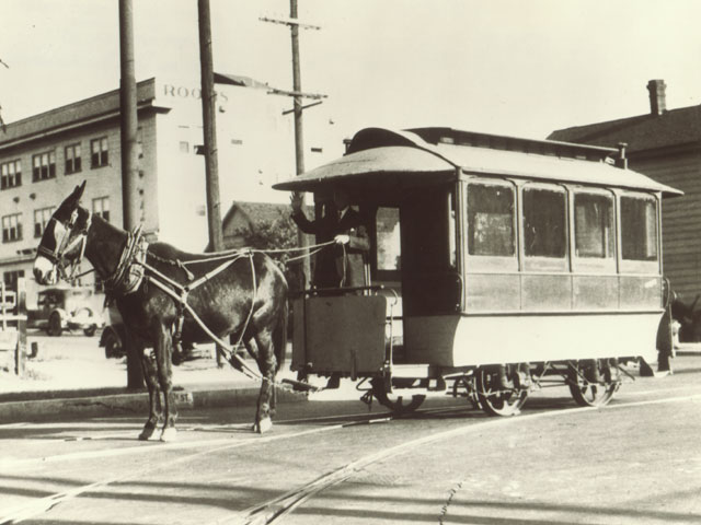 Horse drawn streetcar in San Diego